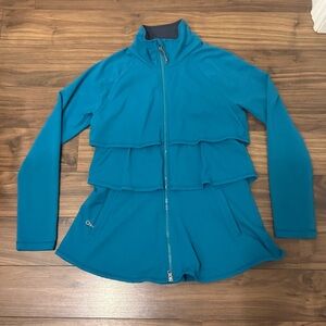 ATHLETA Renew Tiered Ruffle Jacket Teal Size Small Excellent Condition!fits Med